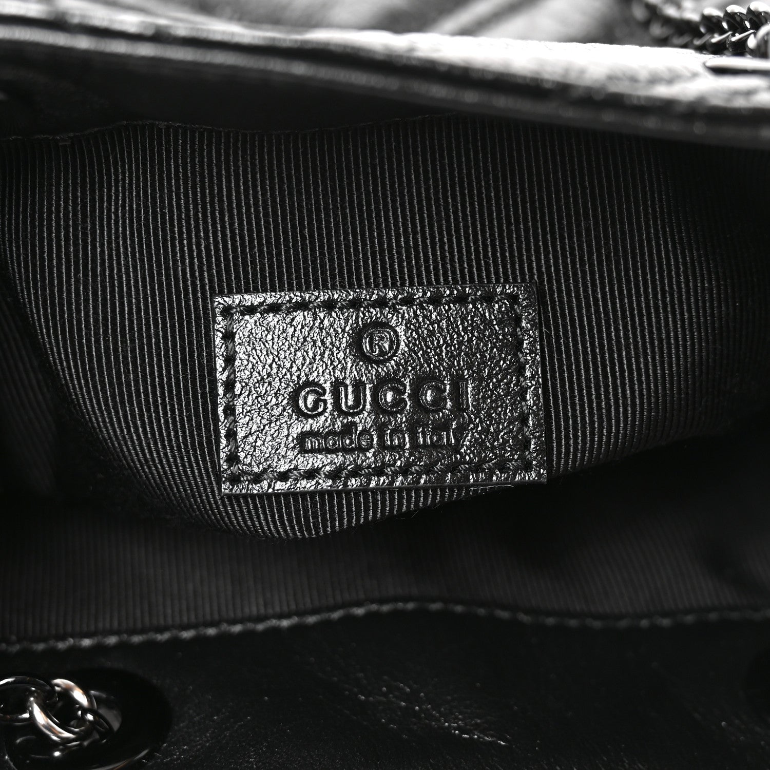 Gucci Calfskin Matelasse Monochrome Nano GG Marmont Bucket Bag Black 5 of 10