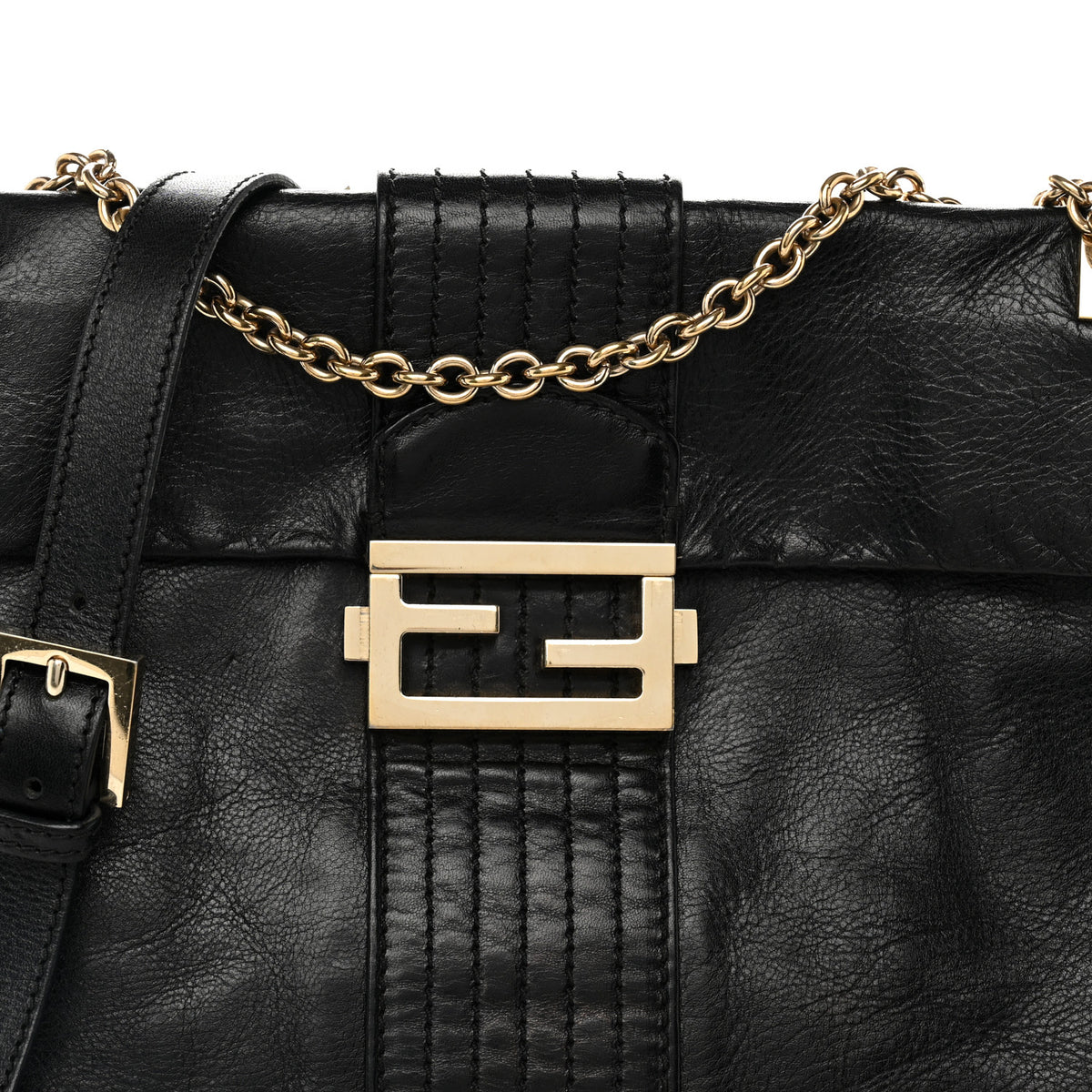 Fendi Vitello Acqua Maxi Baguette Shoulder Bag Black 7 of 10