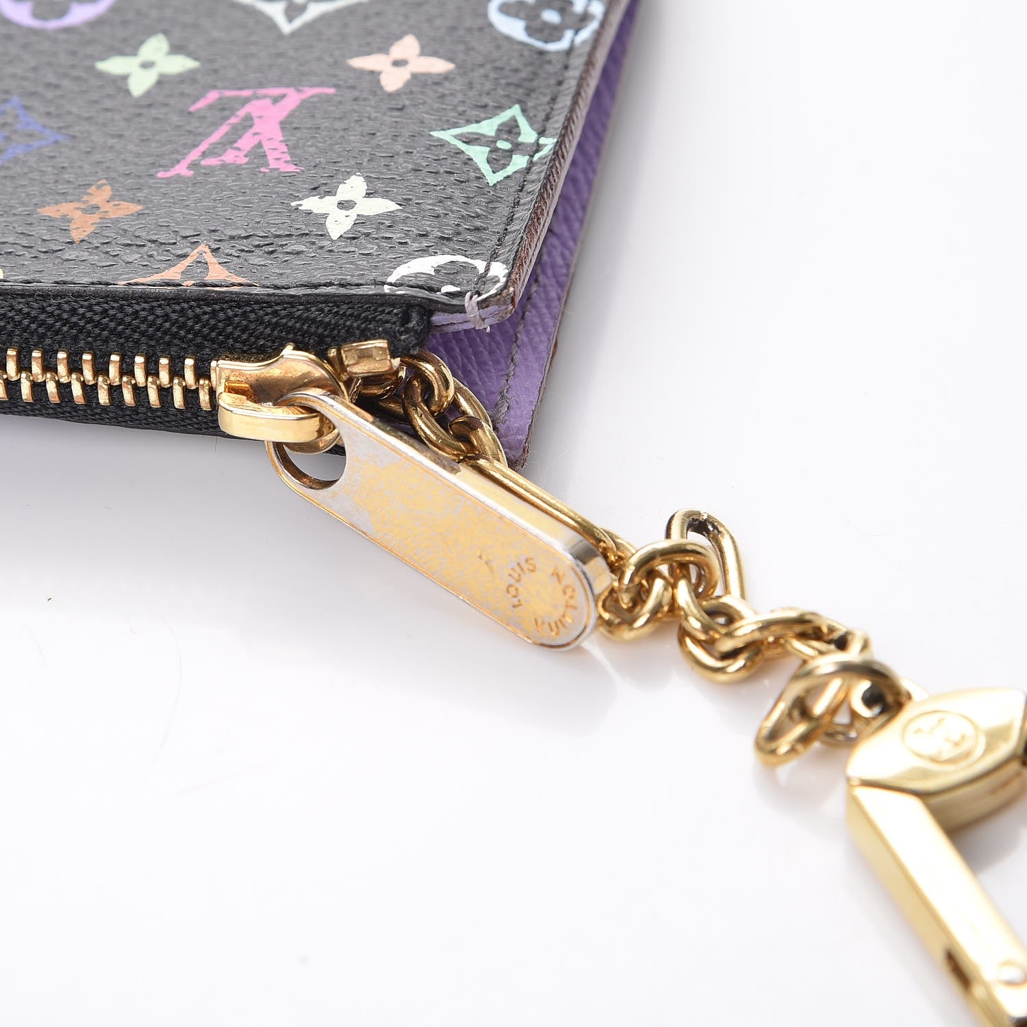 Louis Vuitton Monogram Multicolor Key Pouch Black Violet 5 of 10