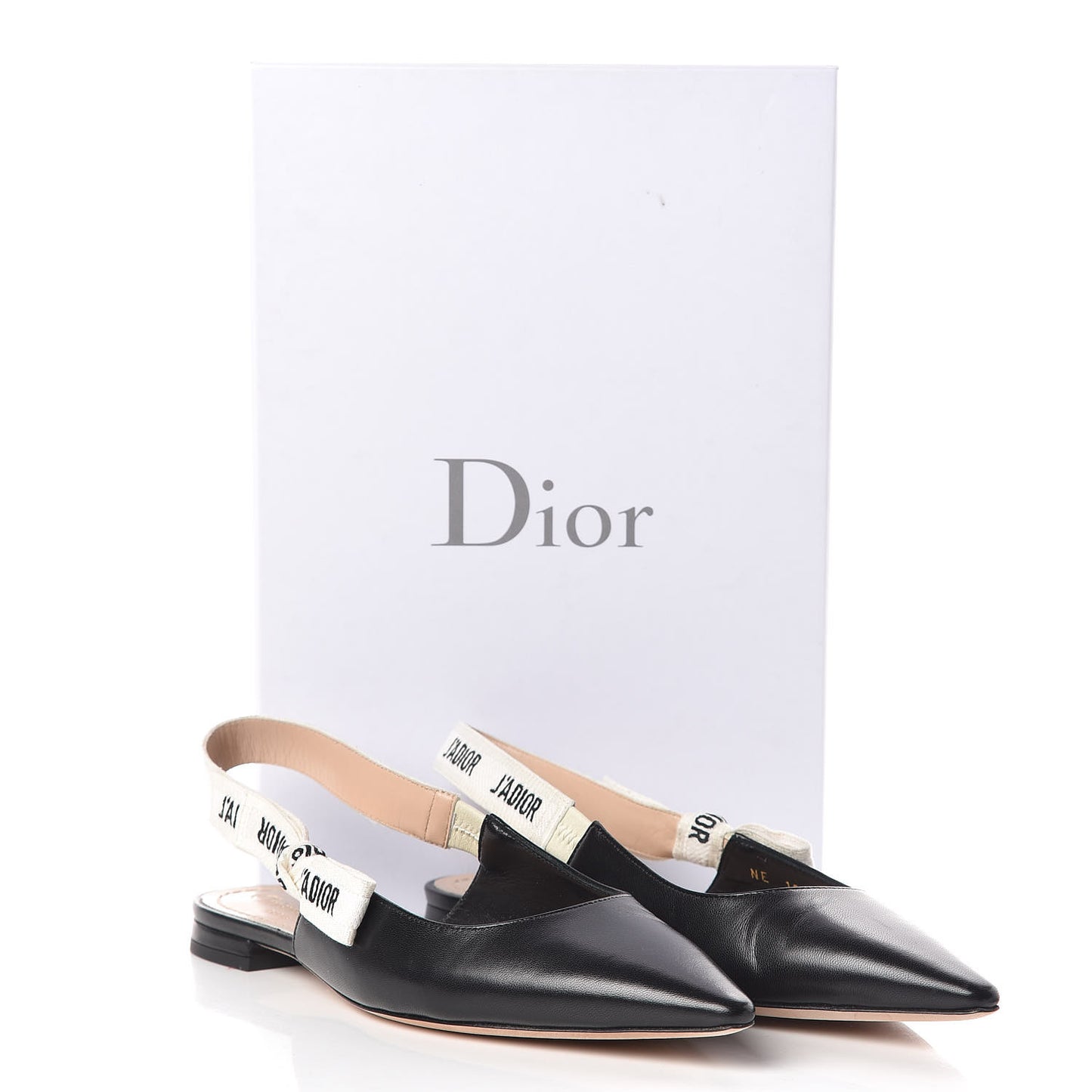 Lambskin Ribbon J'Adior Slingback Ballet Flats 37.5 Black