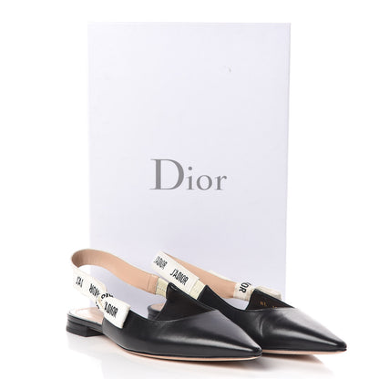Christian Dior Lambskin Ribbon J'Adior Slingback Ballet Flats 37.5 Black 10 of 10