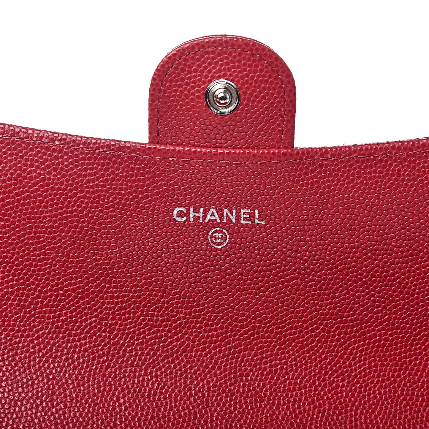 Caviar Quilted Large Gusset Flap Wallet Dark Red