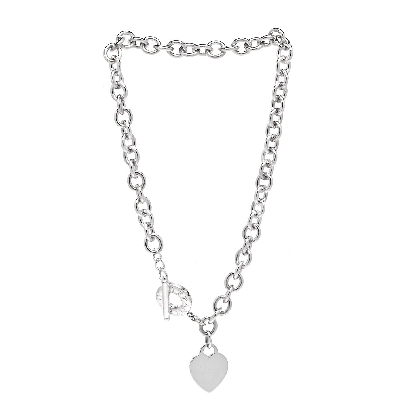 Sterling Silver Heart Tag Toggle Necklace