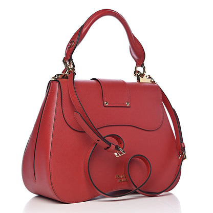 Prada Saffiano Lux Large Sidione Top Handle Bag Fuoco 3 of 10