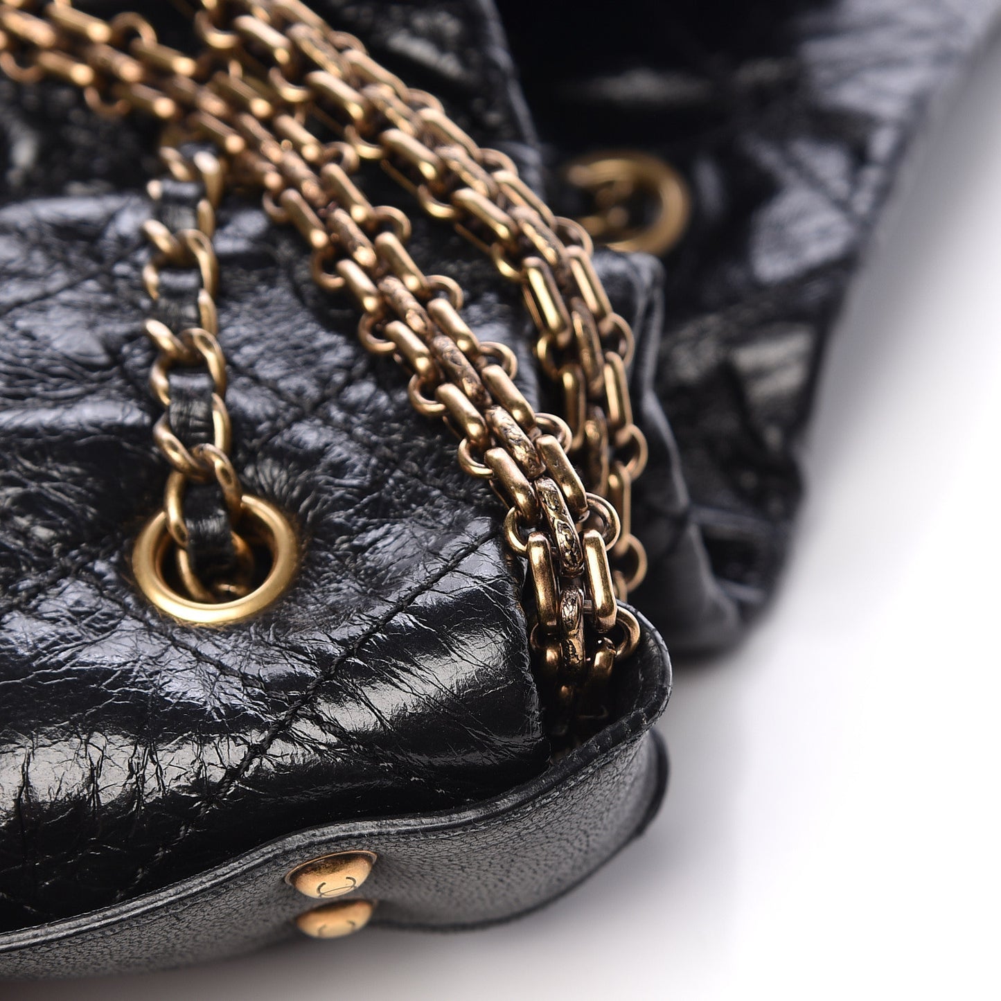 Glazed Calfskin Stingray Drawstring Bucket Black