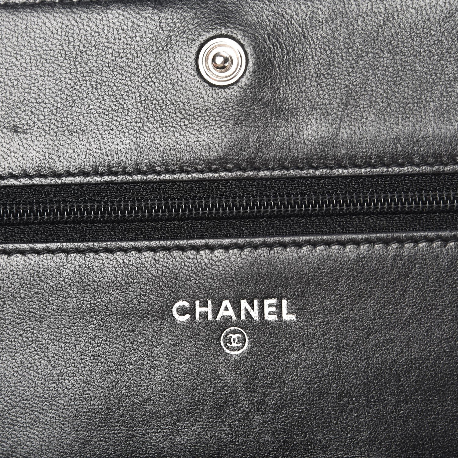 Chanel Lambskin Camellia Embossed Wallet On Chain WOC Black 6 of 8