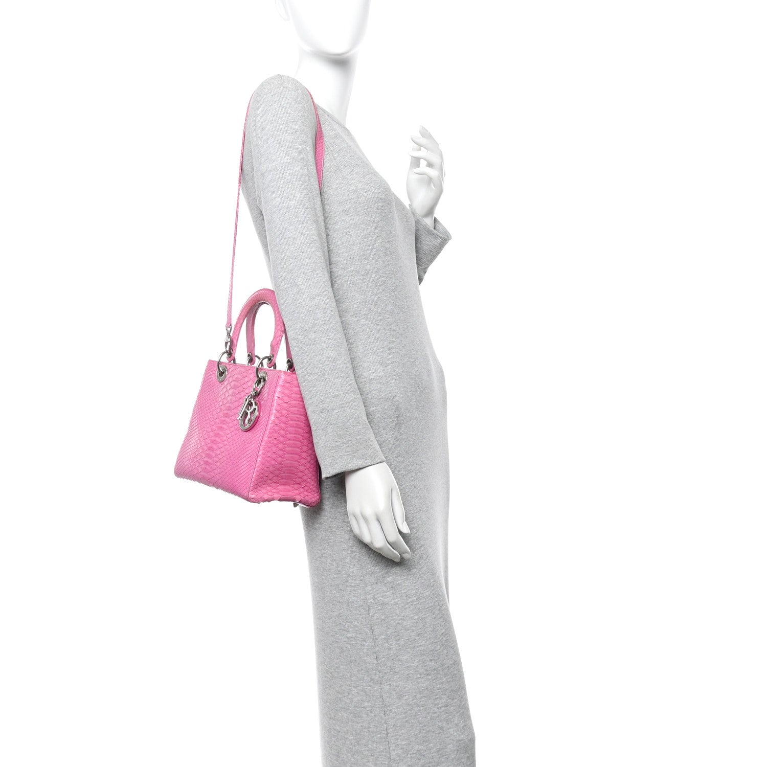 Christian Dior Snakeskin Medium Lady Dior Pink 2 of 13
