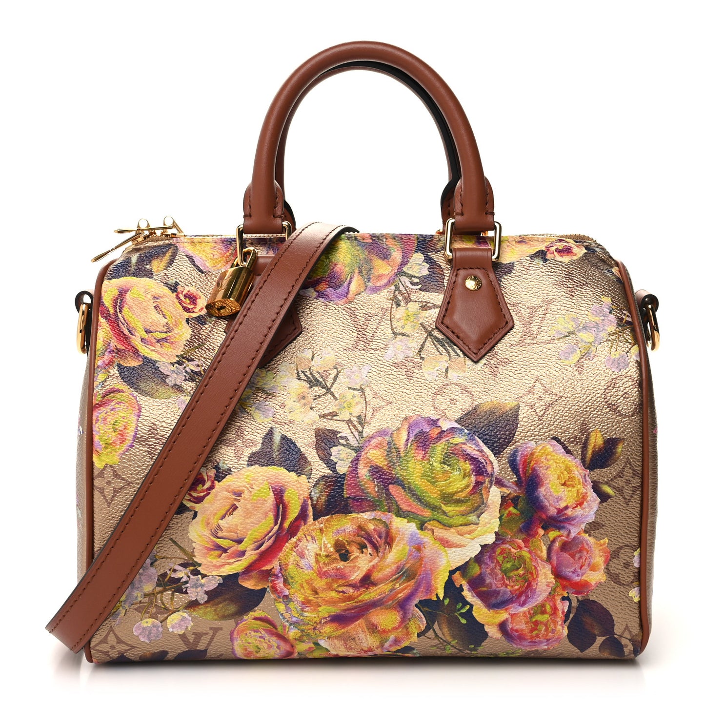 Metallic Monogram LV Garden Speedy Bandouliere 25 Gold