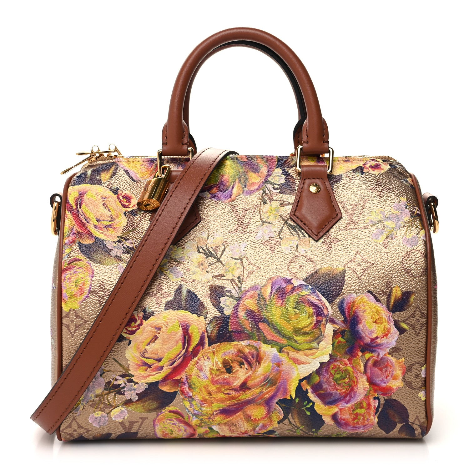 Louis Vuitton Metallic Monogram LV Garden Speedy Bandouliere 25 Gold 1 of 12