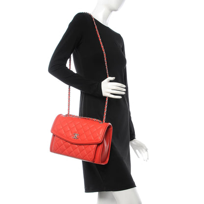 Chanel Lambskin Quilted Large Geometric Flap Red 2 of 19