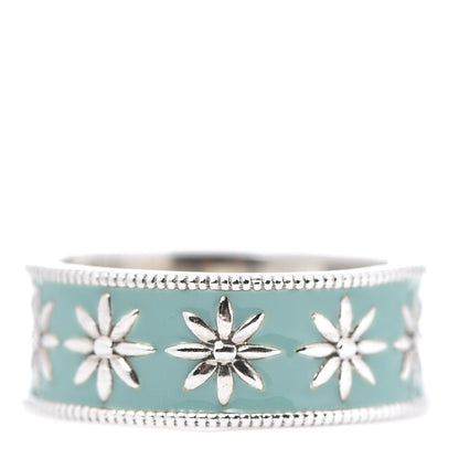 Tiffany Sterling Silver Enamel Daisy Band Ring 53 6.25 1 of 5