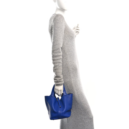 Hermes Taurillon Clemence Picotin Lock 22 MM Bleu Electrique 2 of 12
