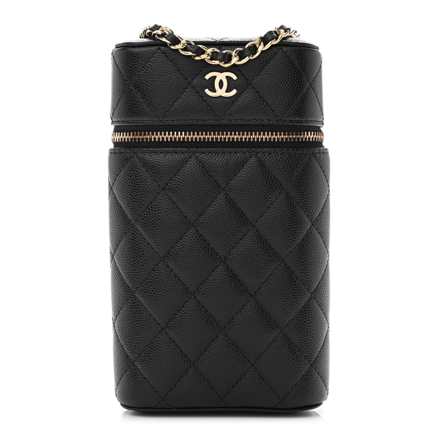 Chanel Caviar Quilted Phone Holder With Chain Black 1 of 10