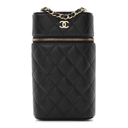 Chanel Caviar Quilted Phone Holder With Chain Black 1 of 10