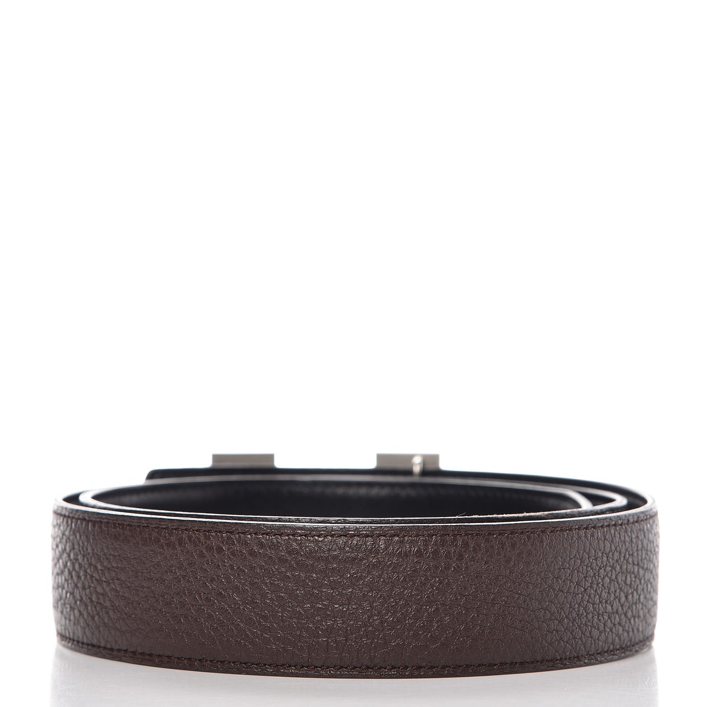 Togo Box 32mm Calandre H Belt 85 Chocolate Black