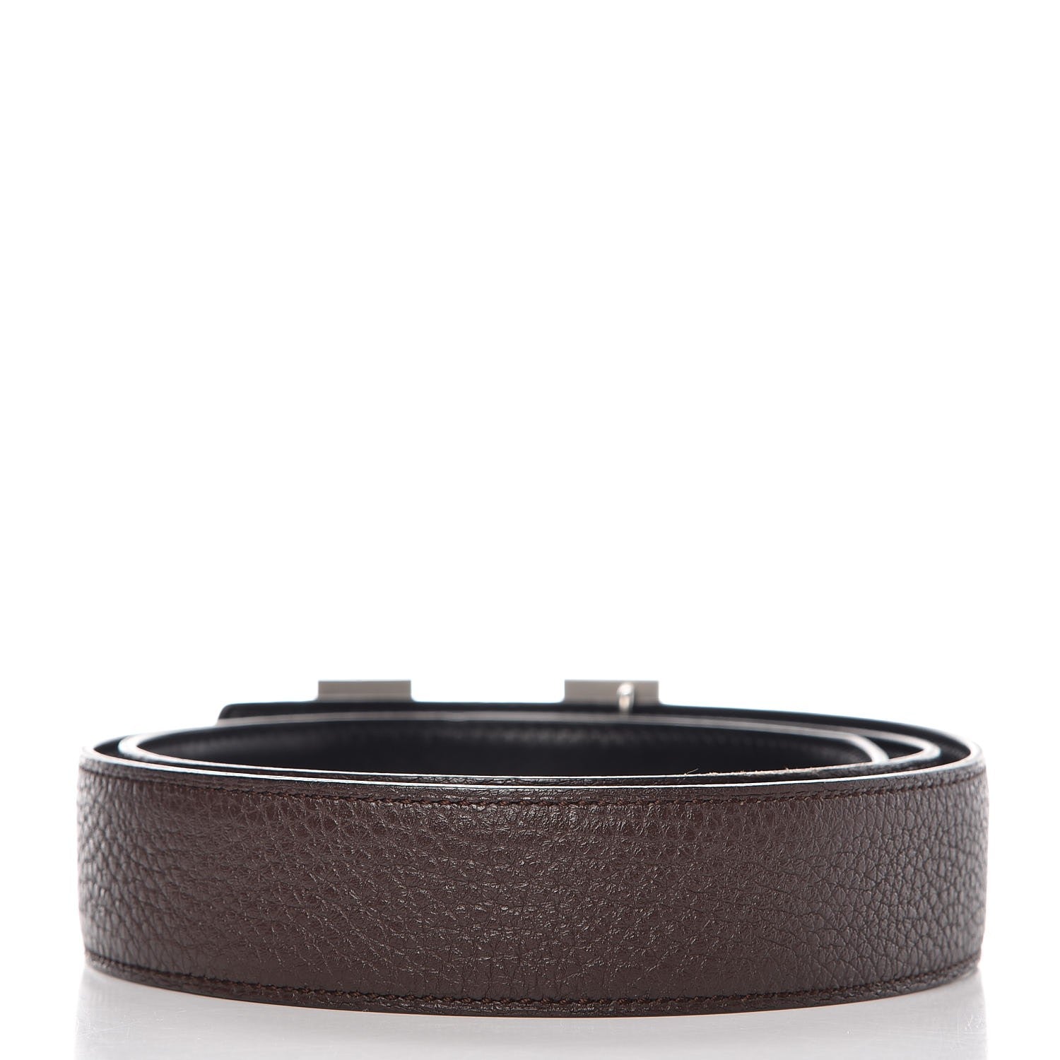 Hermes Togo Box 32mm Calandre H Belt 85 Chocolate Black 3 of 7