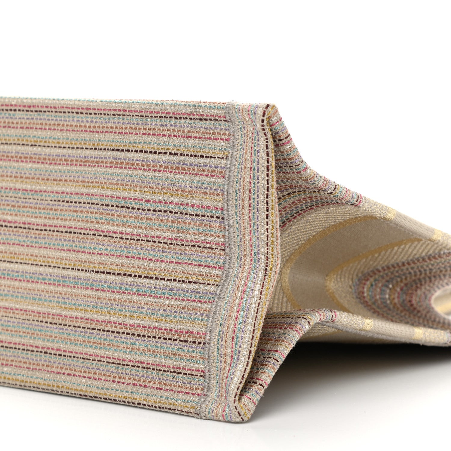 Christian Dior Canvas Embroidered Medium Stripes Book Tote Beige Multicolor 10 of 10