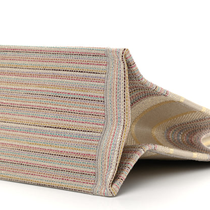Christian Dior Canvas Embroidered Medium Stripes Book Tote Beige Multicolor 10 of 10
