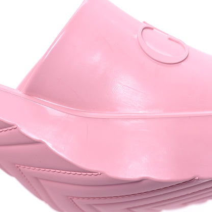 Gucci Rubber Gucci Logo Womens Platform 20/60mm Slide Sandals 38 Wild Rose 9 of 10