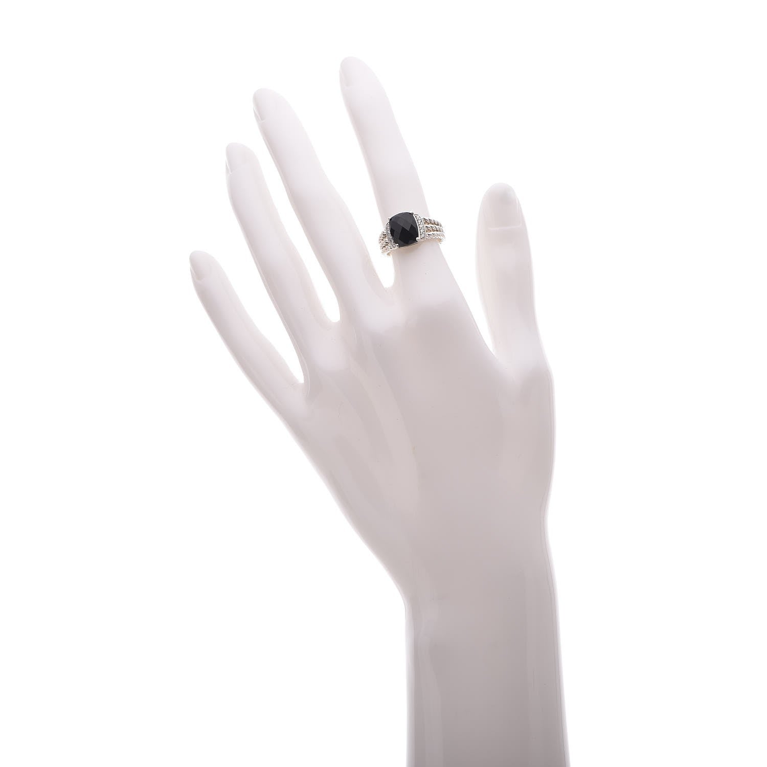 David Yurman Sterling Silver Diamond Black Onyx 10mm Petite Wheaton Ring 48 4.5 2 of 5
