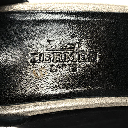 Hermes Suede Goatskin Tournis Wedge Sandals 37 Black 8 of 8