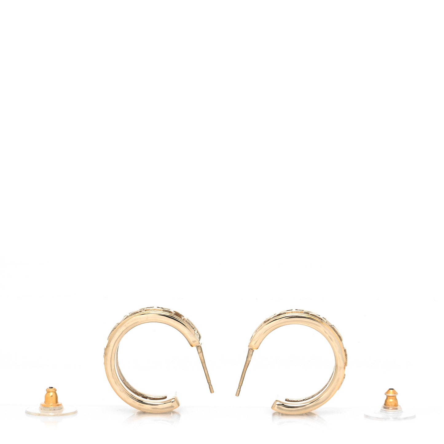 Metal Crystal Bow-tiful CC Hoop Earrings Gold
