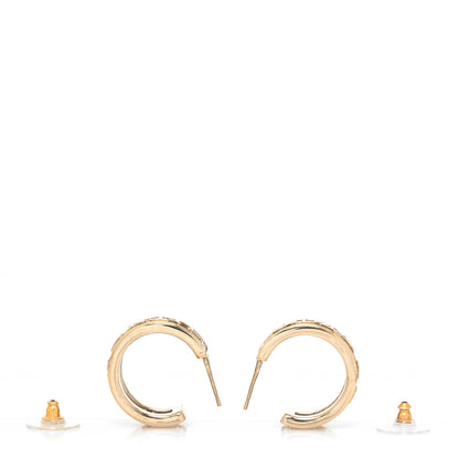 Chanel Metal Crystal Bow-tiful CC Hoop Earrings Gold 3 of 4