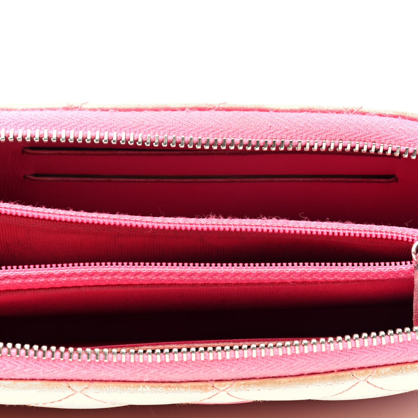 Faded Lambskin Quilted Small Zephyr Zip Around Wallet Dark Pink