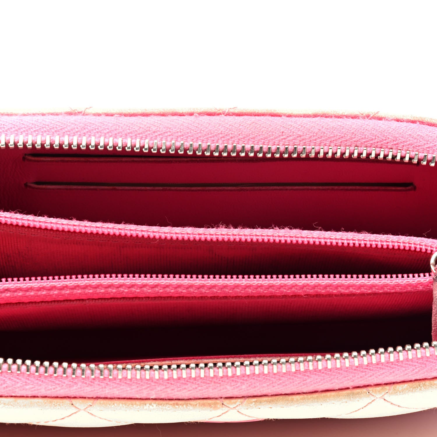 Chanel Faded Lambskin Quilted Small Zephyr Zip Around Wallet Dark Pink 3 of 4