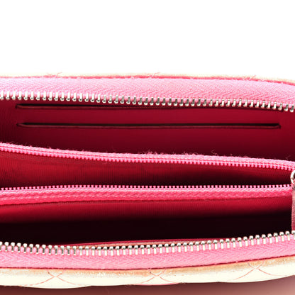Chanel Faded Lambskin Quilted Small Zephyr Zip Around Wallet Dark Pink 3 of 4