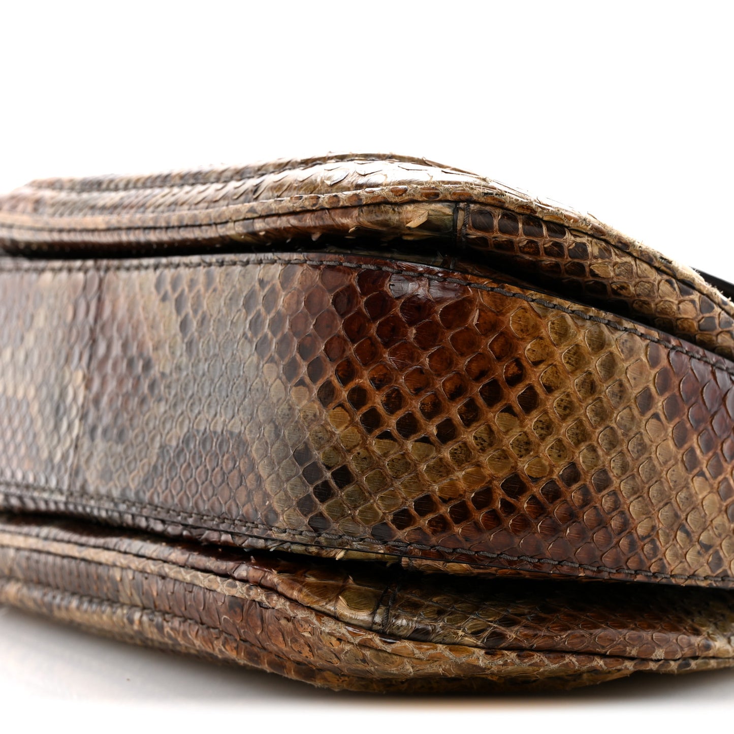 Snakeskin Medium New Bamboo Top Handle Bag Natural