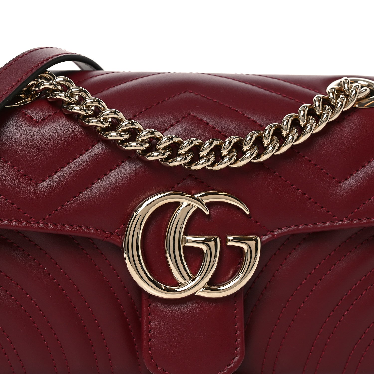 Gucci Calfskin Matelasse Mini GG Marmont Shoulder Bag Rosso Ancora 7 of 9