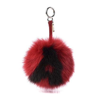 Fendi Fox Fur Shiny Nappa Bi-Color A ABCharm Bag Charm Rosso Chiaro Moro Strawberry 1 of 4