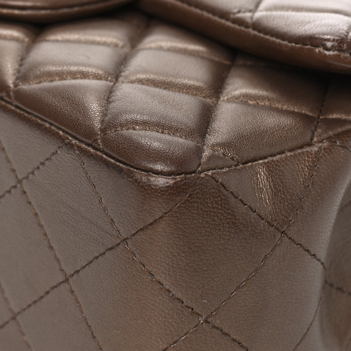 Metallic Lambskin Quilted Mini Rectangular Flap Gold
