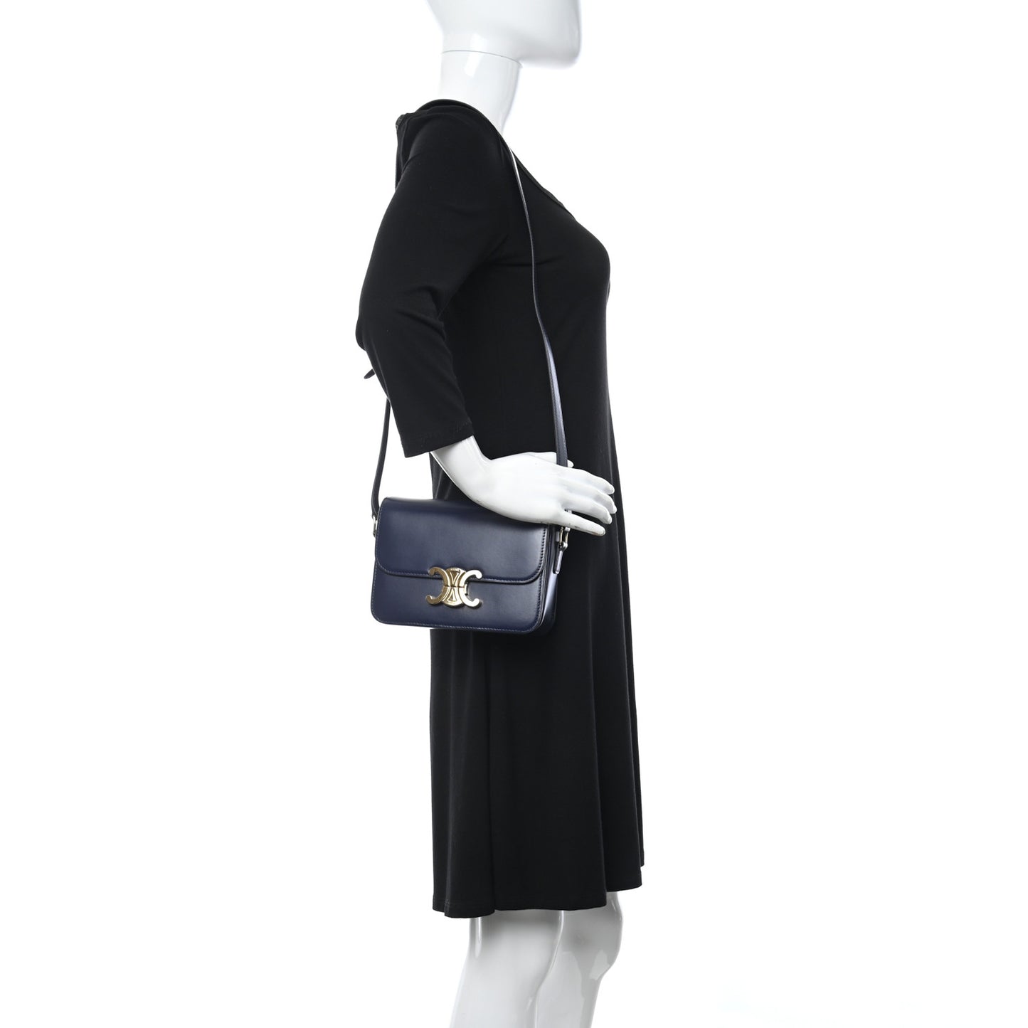 Shiny Calfskin Small Triomphe Dark Blue