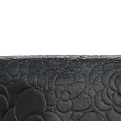 Chanel Lambskin Camellia Embossed Yen Wallet Black 12 of 13