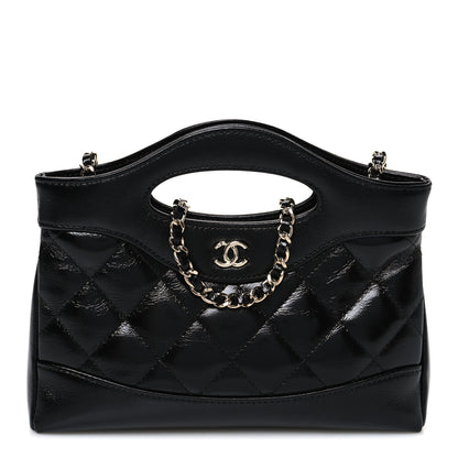 Chanel Shiny Crumpled Calfskin Quilted Nano 31 Shopping Bag Black 1 of 10