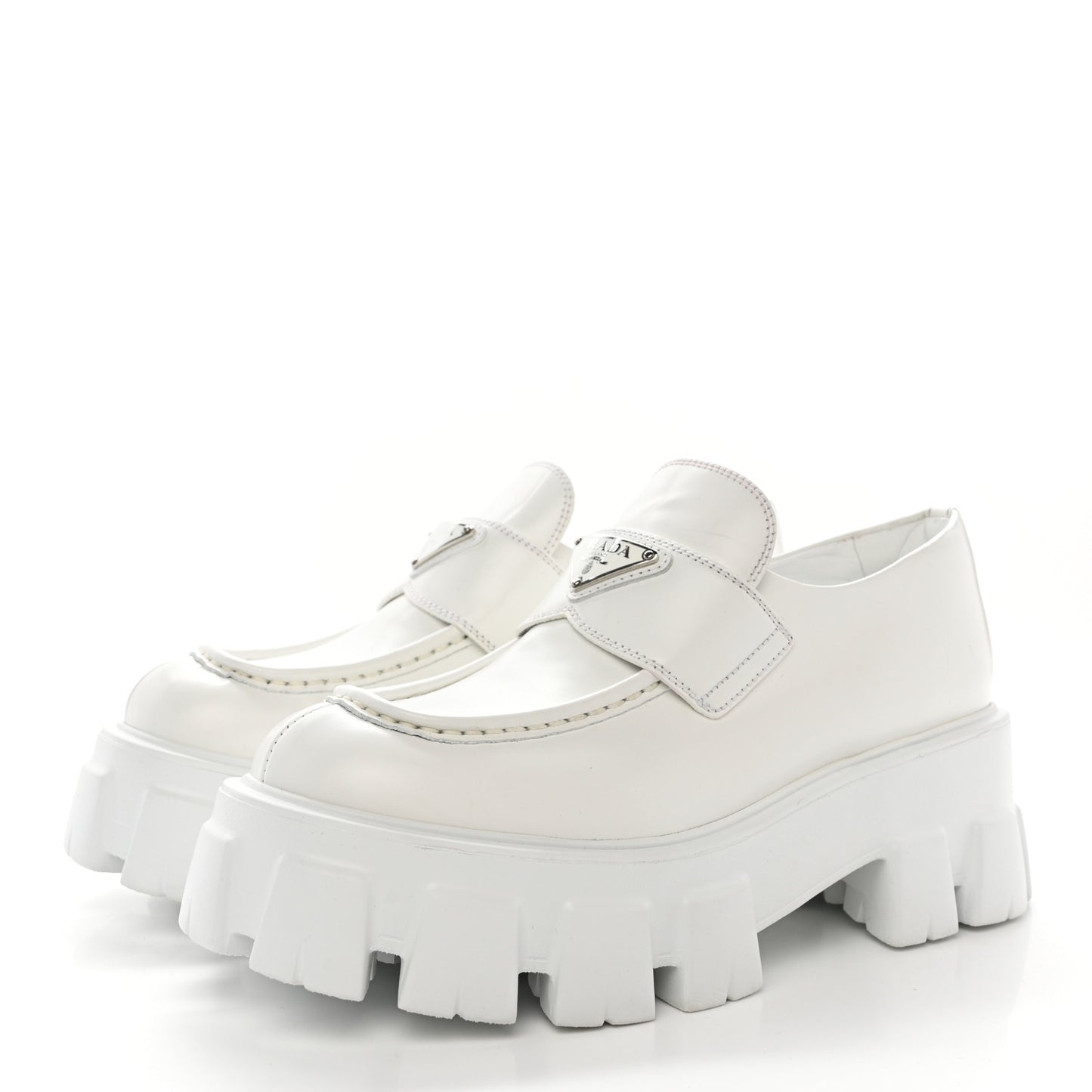 Spazzolato Rois Metal Triangle Logo Monolith 55mm Loafers 38 White