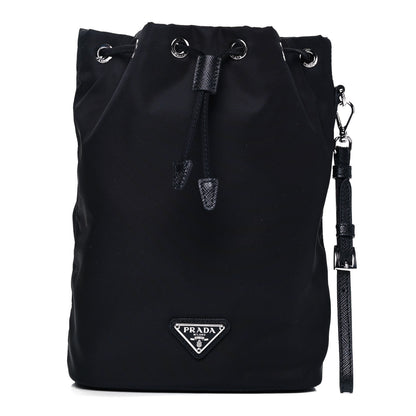 Prada Saffiano Tessuto Nylon Vela Bucket Wristlet Black 1 of 9