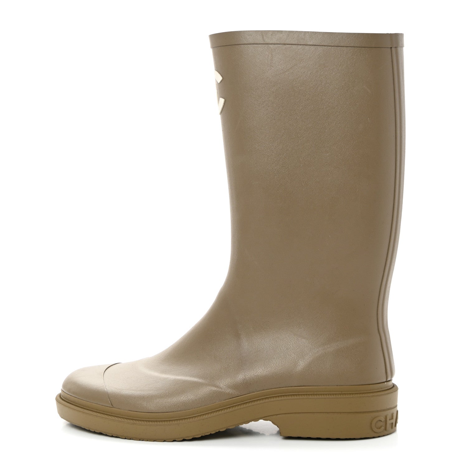 Chanel Caoutchouk CC High Boots 42 Dark Beige 1 of 11