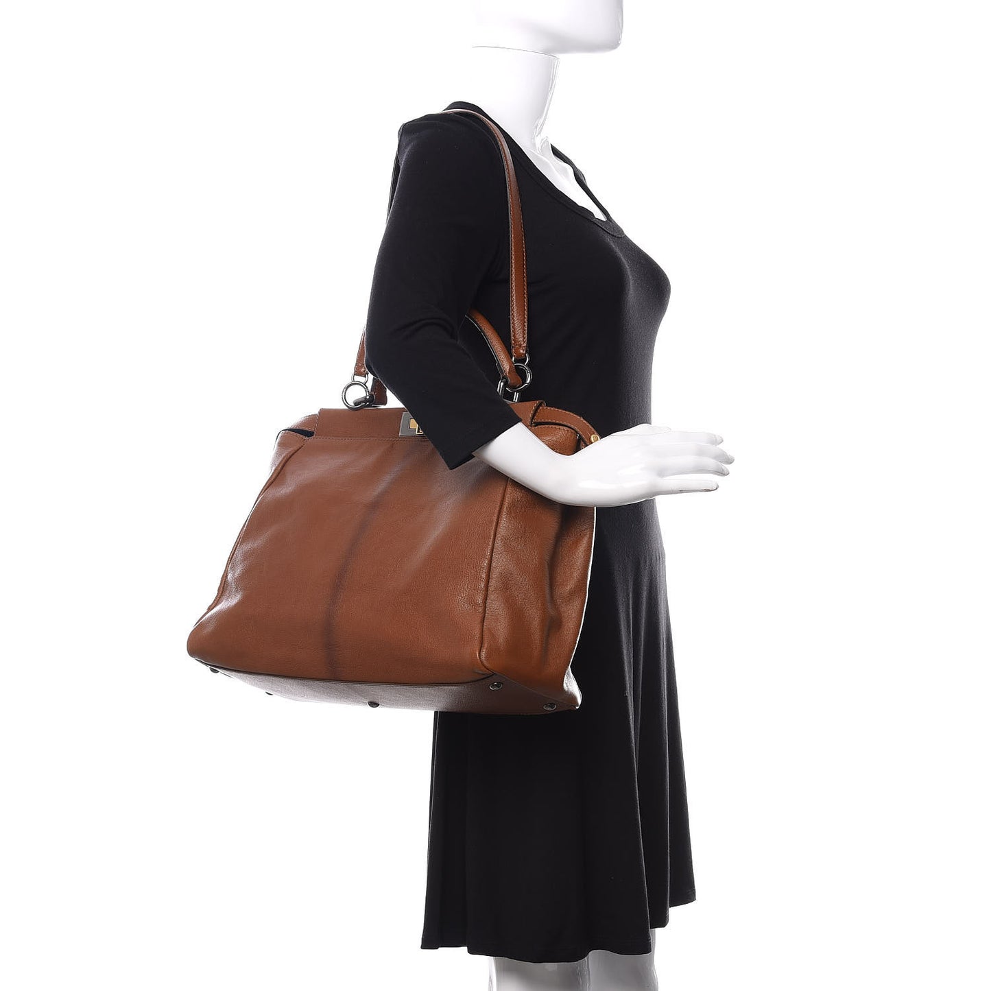 Goatskin Zucca Large Peekaboo Iconic Satchel Cuoio Tobacco Moro