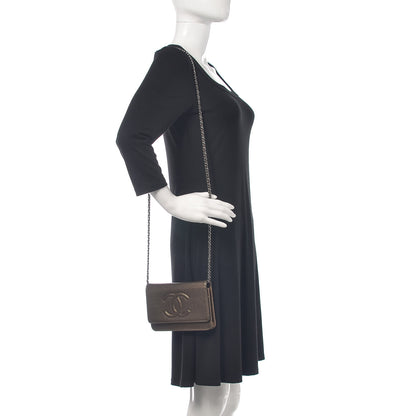 Chanel Metallic Caviar Timeless CC Wallet On Chain WOC Bronze 2 of 14