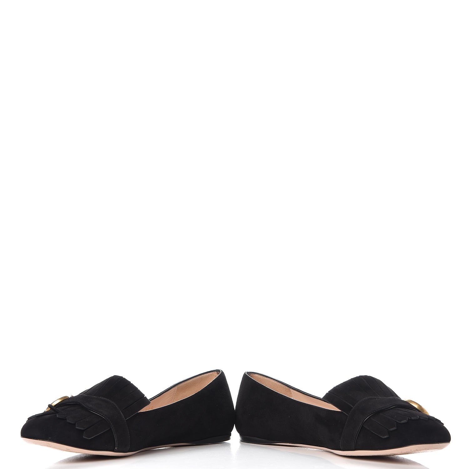 Gucci Kid Scamosciato GG Marmont Fringe Flats 39 Black 6 of 14