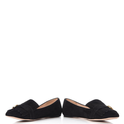 Gucci Kid Scamosciato GG Marmont Fringe Flats 39 Black 6 of 14