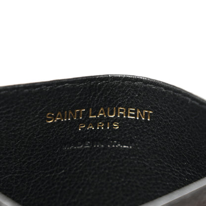 Saint Laurent Grain De Poudre Matelasse Chevron Monogram Credit Card Case Black 6 of 8