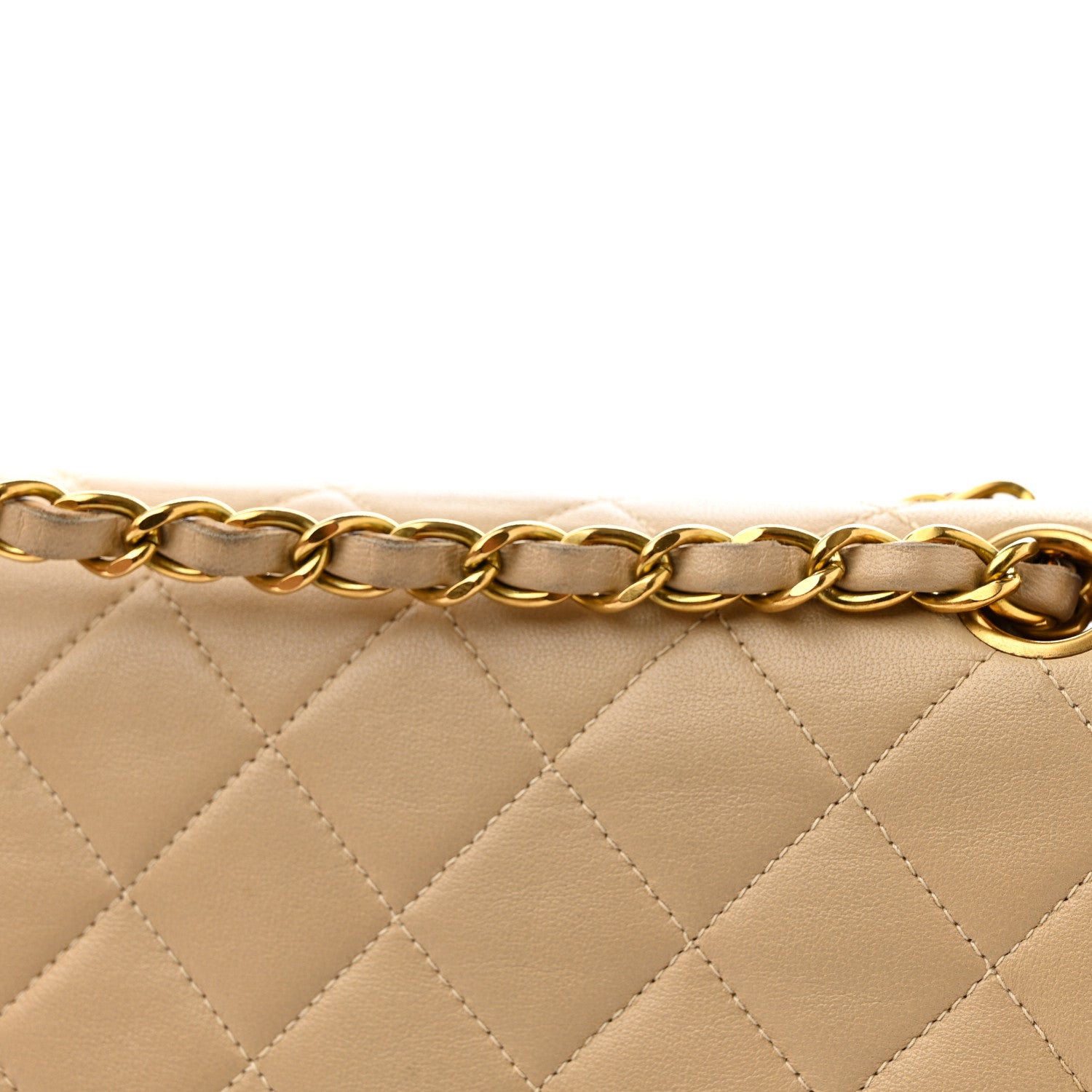Chanel Lambskin Quilted Medium Double Flap Beige 11 of 15