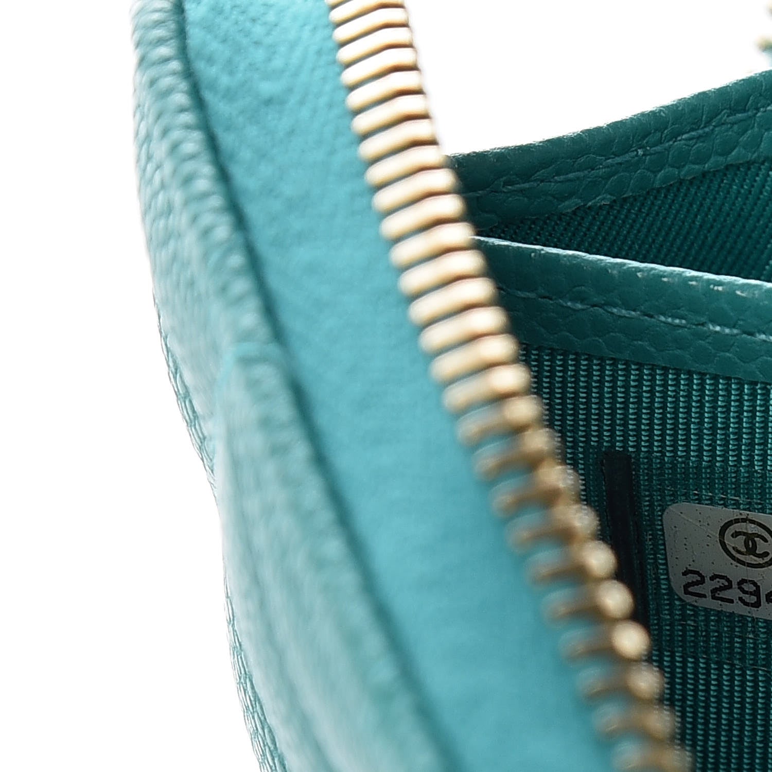 Chanel Caviar Quilted Large Gusset Zip Around Wallet Turquoise 11 of 11