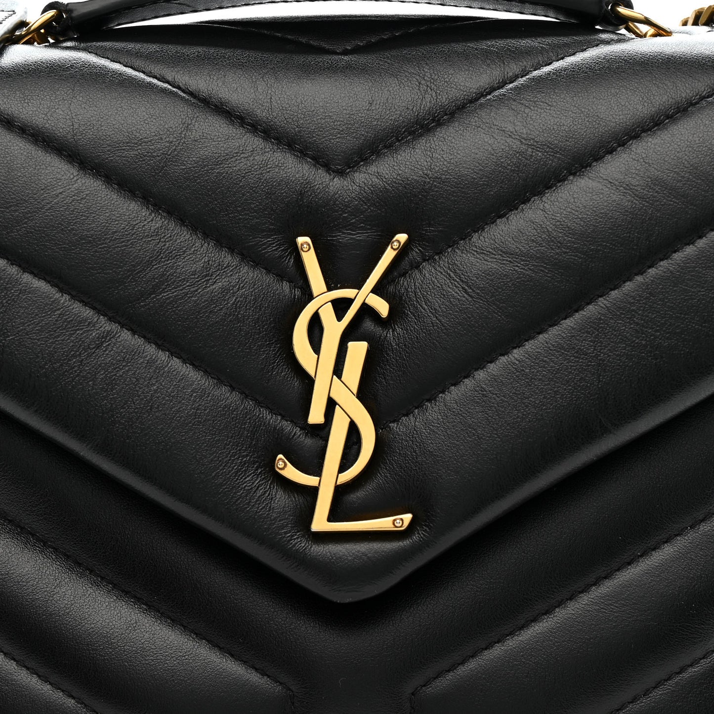 Calfskin Y Quilted Monogram Small Loulou Chain Satchel Black