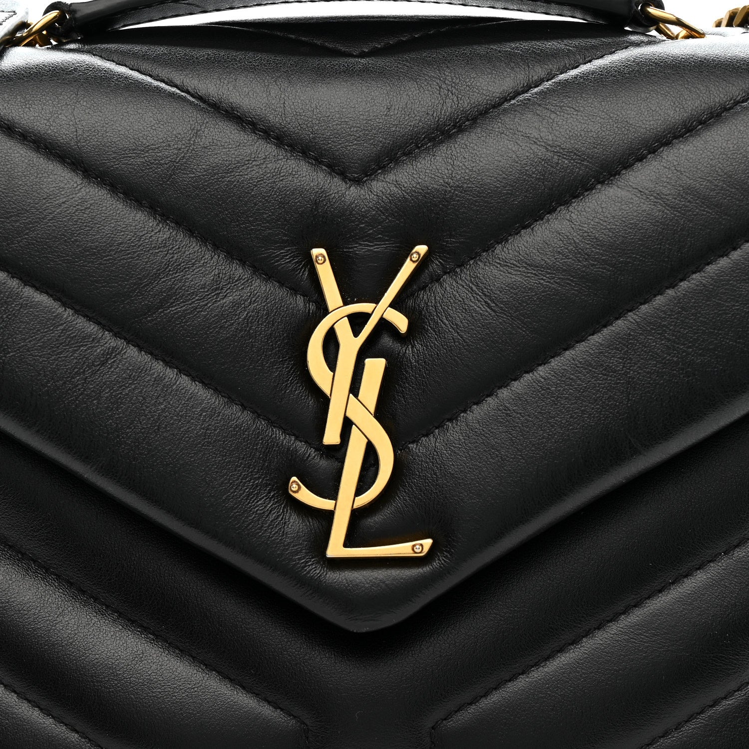 Saint Laurent Calfskin Y Quilted Monogram Small Loulou Chain Satchel Black 10 of 16