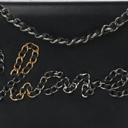 Chanel Calfskin Chain 20s Signe Wallet on Chain WOC Black 9 of 14